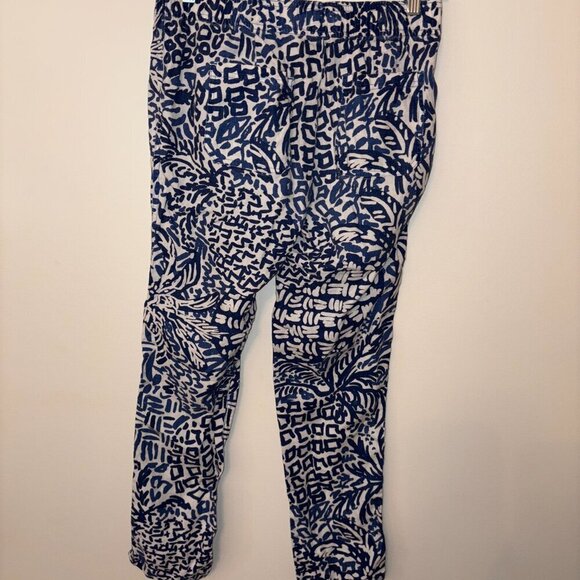 Lilly Pulitzer Women's S Aden Linen Pant Blue White Home Slice Beach Tassel - Picture 12 of 12